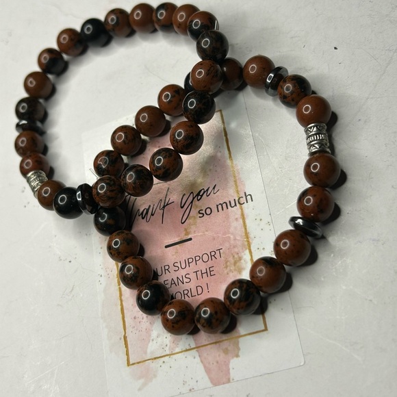 Mahogany Obsidian Bracelet Set - Picture 2 of 2